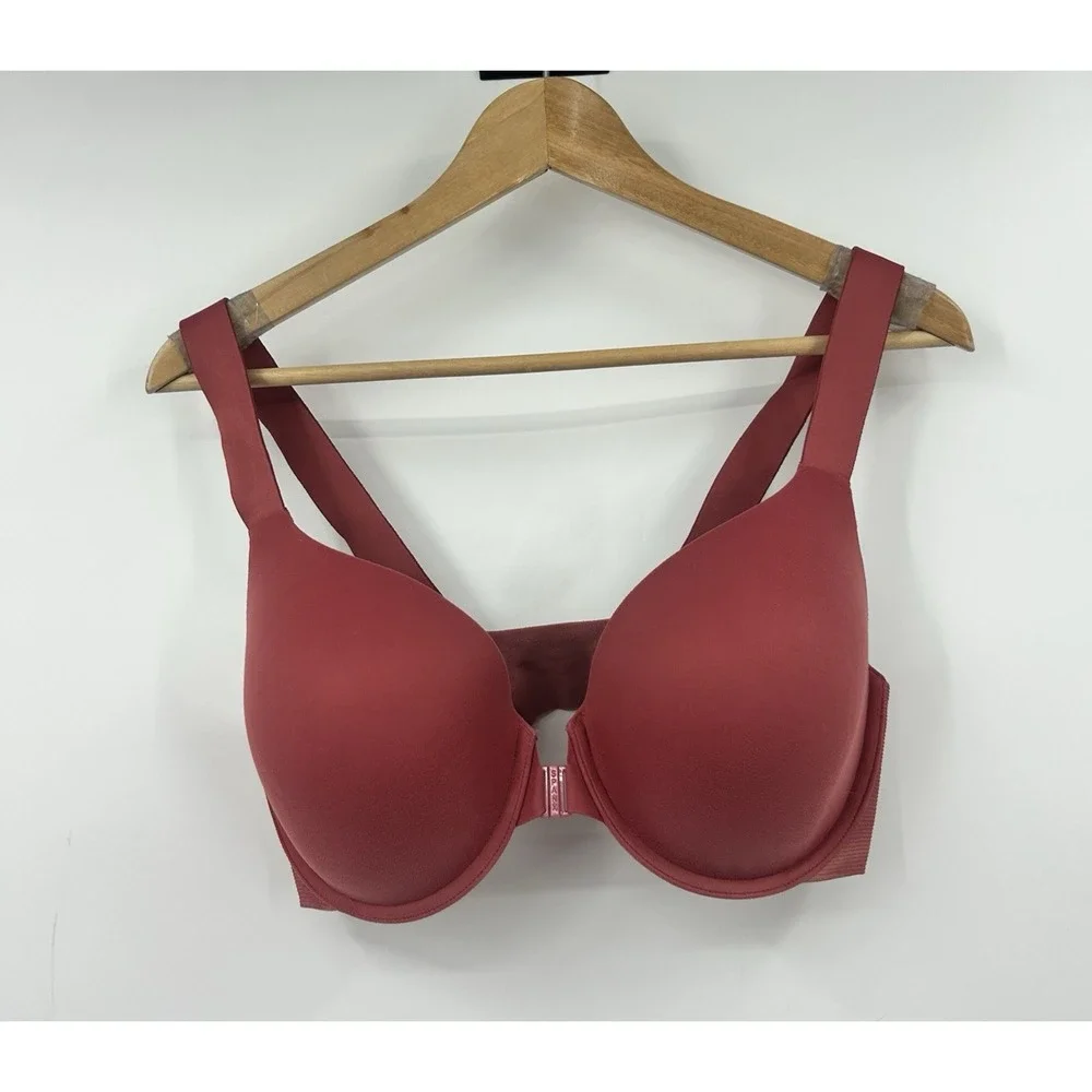 SPANX Bra-llelujah! Front Close T-Shirt Bra Womens 36DD Sangria Red Underwire